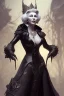 Placeholder: Mae West as evil queen in black leather, leather, busty, cleavage, angry, stern look. character design by cory loftis, fenghua zhong, ryohei hase, ismail inceoglu and ruan jia. unreal engine 5, artistic lighting, highly detailed, photorealistic, fantasy