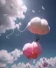 Placeholder: Ultra realistic speed clouds sky scene, wide angle view, sweet childs falling down, inflatable color clothing, free jumping flying, many trinkets, monster head, hair monster, many jelly beans, balls, smile, happy, circus style, extreme, wind, clouds sea, 20,000 feet altitude, stratosphere, soft color, highly detailed, unreal engine 5, ray tracing, RTX, lumen lighting, ultra detail, volumetric lighting, 3d, finely drawn, high definition, high resolution.