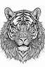 Placeholder: realistic tiger head tattoo idea, line art, background, vector, svg, black outline on white background, leave plenty of white space beetween lines for coloring, tattoo style, tattoo idea,full body, minimalist