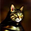 Placeholder: oil portrait of a cat with armor by Rembrandt 8k