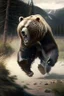 Placeholder: The bear was angry and started to chase them. A