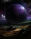 Placeholder: A dark purple planet with marvelous rings around it painted by George Inness