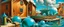 Placeholder: A turquoise boatyard with bubbles painted by Thomas Hart Benton