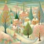 Placeholder: Naive art, beautiful Christmas scenery, mixed media, soft muted colors