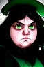 Placeholder: chubby cartoon gaming witch green eyes