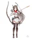 Placeholder: Girl Archer concept art, full body, sketch, coll style, bow