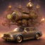 Placeholder: Steampunk carriage for royalty multiple wheels colorful