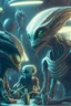 Placeholder: Alien hanging out with friends,highly detailed, artstation, sharp focus,4k