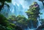 Placeholder: Art by Dylan cole and Eddie mendoza, Avatar concept art, pandora, hovering island with waterfall, landscape, ultra-wide angle, ultra realistic, digital painting, 8 k uhd, volumetric lighting, beautiful, sharp focus, ultra detailed, concept art, studio quality