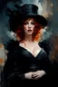 Placeholder: christina hendricks in a teddy :: dark mysterious esoteric atmosphere :: digital matt painting with rough paint strokes by Jeremy Mann + Carne Griffiths + Leonid Afremov, black canvas