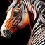 Placeholder: Horse front view front symmetrical design ink art colours orange cream white and black hyper-detailed realistic 8k