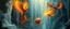 Placeholder: fire smoke and fog and light rays, phoenix jellyfish octopus bird witch in icy waterfall looks beyond really powerful slapping a bird in the face with fire, fantasy illustration, in the style of Rembrandt