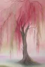 Placeholder: Watercolor of weeping willow in the middle of the image, pastel colours, soft pink, lots of negative space