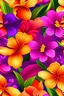 Placeholder: seamless repeat. african violets, orange lily, magenta daisies