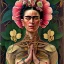 Placeholder: A beautiful portrait of Frida Kahlo by alphonse mucha, japanese tatoos, 4k, high details