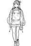 Placeholder: outline art for real back to school Coloring page, manga style, cartoon style, cute face, white background sketch style, full body is a must, only use outline, clean line art, no shadow, bold outlineMasterpiece, Ominous, Golden Ratio, Highly Detailed, photo, poster, fashion, illustration