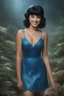 Placeholder: full color, full body portrait, smiling 18-year-old Betty Rubble with (((Black Hair))), (((blue eyes))), (((Blue ribbon in her hair))), 32k, UHD, Professional Photo -- Botany - Starry - Retro Pop - Dark Fantasy - Horror - Festive - Realistic - 32k, UHD, professional quality, 8 x 10 digital photograph