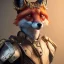 Placeholder: A steampunk Armor wearing Fox,cyberpunk, character design,ultra realistic,shiny, smooth, studio quality, octane render, Surrealism, Triadic colour scheme,ambient lighting polaroid, 100mm