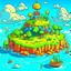 Placeholder: trippy cartoon island