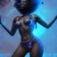 Placeholder: a black woman with extreme long hair and blue crystal sunglases dancing on the dancefloor, behind her is a grafitti, steam punk, realistic, made in octane, cinematic, ultra-realistic, extremely detailed octane rendering, 8K, VRAY Super Real ar 2:3, dof photorealistic futuristic 50mm lens hard lighting dark gray tintype photograph, realistic lighting