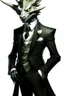 Placeholder: A silver Dragonborn from dnd wearing a tuxedo