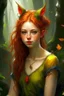 Placeholder: pretty girl, aged 13, ginger, conventionally attractive, realism, dreamy, tight top, bright clothes, full length, faun, satyr