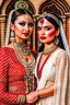 Placeholder: Indian and European brides are posing for magazine photoshoot