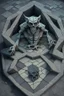 Placeholder: hexagon stone labyrinth featuring gargoyle skeleton