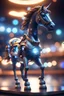 Placeholder: ultimate happy space horse with spotlights, in advanced hi tech dock, bokeh like f/0.8, tilt-shift lens 8k, high detail, smooth render, down-light, unreal engine, prize winning