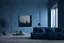 Placeholder: elegant, beautiful, minimalistic interior background of living room in blue, detailed photorealistic, aesthetic, high quality, sharp focused, 8k, UHD
