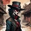 Placeholder: highly detailed concept illustration of an alternate reality Wild West female vampire anti heroine bounty hunter in an abandoned saloon ,maximalist, sharp focus, finely detailed facial features, highest resolution, in the styles of Alex Pardee, Denis Forkas , and Masahiro Ito, boldly inked, 8k, coarse, gritty textures