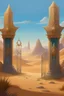 Placeholder: "Draw an imaginary scene with six fake gates in the desert, representing the gates to the realms of the genies."