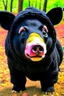 Placeholder: Pig in a black bear costume