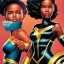 Placeholder: Black woman super hero,FEMININE,((PERFECT FACE)),((SEXY FACE)),((DETAILED PUPILS))(perfect body) (comic-book),ARTIST,ARTIST,(Alex ross). photorealistic. (((LARGE BREAST)),((TONED ABS)),(THICK THIGH).EVOCATIVE POSE, SMIRK,LOOK AT VIEWER, ((BLOUSE)).(INTRICATE),(HIGH DETAIL),SHARP, hyper real