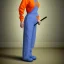 Placeholder: female prisoner, hyper realistic, orange jumpsuit, blonde hair