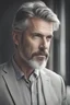 Placeholder: attractive man mid 40 with greyish beard and hair elegant portrait