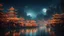 Placeholder: dream world, Chinese city harbour, calm beauty, fantasy world, magic, night, darkness, moonlight, starlight, splendor, uplifting, inspiring, therapeutic, chiaroscuro, color, award-winning colour photograph, beautiful composition, Nikon 135mm