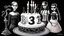 Placeholder: draw a birthday cake with logo number 23 and one candle 23 .Insanely detailed Addams Family with Barbie dolls.