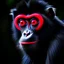 Placeholder: black monkey with red eyes and horn