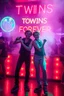 Placeholder: An "Identical twins" performing at dance club, theyre name is "Martin and Mercurius" Happy and celebrity look, , Neon lights and smog, "TWINS FOREVER" big sign on the wall