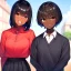 Placeholder: Clear focus,High resolution,High quality, Student, Smiling, Dark skin, Black short straight hair, Brown eyes