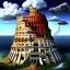 Placeholder: Tower of Babel with motor vehicle traffic