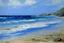 Placeholder: A blue serene beach painted by Claude Monet