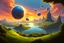 Placeholder: A digital painting of a mysterious anomalous orbs in the sky surrounded by floating islands hovering above a fantasy landscape in the style of Michael Whelan, energy surge, serene countryside, lush forests, soaring mountains, impressive detail, sunset, high resolution, 4K, 8K, masterpiece