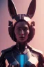 Placeholder: MCU Portrait, Front image, rabbit mask, cyberpunk woman, black pink suit, highly detailed, concept art, smooth, unreal engine 5, god rays, ray tracing, RTX, lumen lighting, ultra detail, volumetric lighting, 3d, finely drawn, high definition, high resolution.