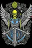 Placeholder: A coat of arms featuring the angel of death, and science fiction weapons