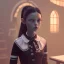 Placeholder: film still of jenna ortega as a gothic schoolgirl, directed by tim burton. highly detailed, volumetric lighting, unreal engine, 8k