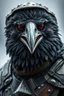 Placeholder: Storm Crow in full armor. Close up portrait. Afraid to fail, afraid to dive within. But still smiling.