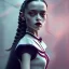 Placeholder: Full body, 3d render,Jenna Ortega, Wednesday addams 1800's women style, 1800's hair style, 1800's women clothes style, hyper realistic, octane render, unreal engine 5, 8k, palace background, uhd