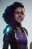 Placeholder: portrait,beautiful tessa thompson, smiling, long hair, post-apocalyptic in a cyberpunk city, realistic, intriacte detail, sci-fi fantasy armor style, volumetric lighting, particales,highly detailed,cinamatic, deep colours,8k